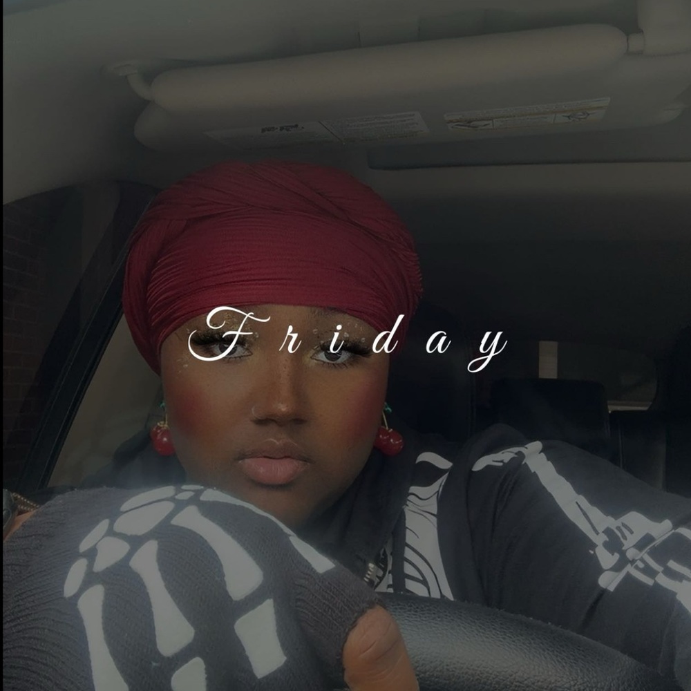 Red Headwrap and Skeleton Gloves
